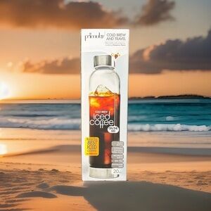 Primula Cold Brew Iced Coffee Maker Bottle 20oz Glass Neoprene Sleeve BPA Free